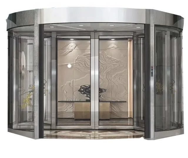 Aluminiumlegiertürrahmen Automatische Drehtür mit 10 12MM gehärtetem Glas Dreh